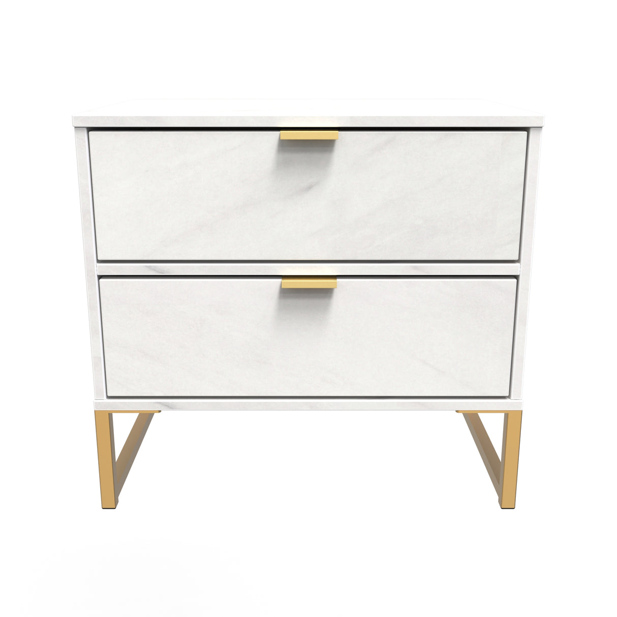 Diego 2 Drawer Midi Bedside Cabinet with Gold Frame Legs