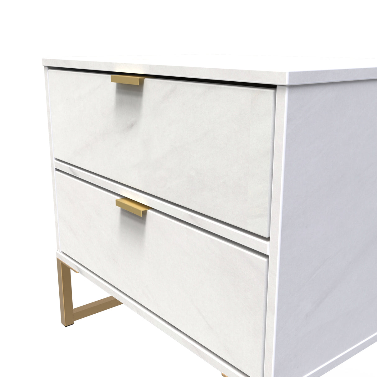 Diego 2 Drawer Midi Bedside Cabinet with Gold Frame Legs