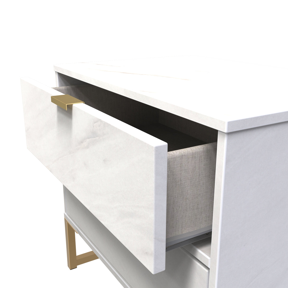 Diego 2 Drawer Midi Bedside Cabinet with Gold Frame Legs