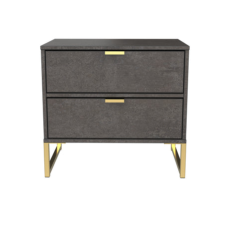 Diego 2 Drawer Midi Bedside Cabinet with Gold Frame Legs