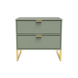 Diego 2 Drawer Midi Bedside Cabinet with Gold Frame Legs