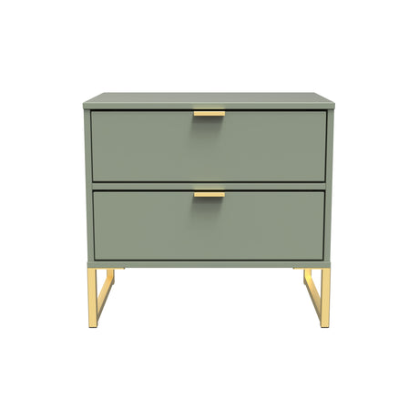 Diego 2 Drawer Midi Bedside Cabinet with Gold Frame Legs