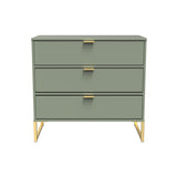 Diego Reed Green 3 Drawer Chest with Gold Frame Legs