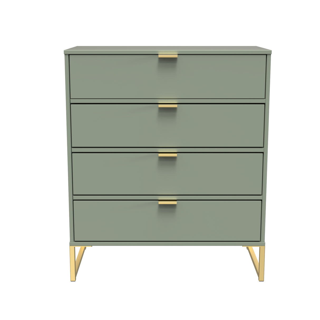 Diego Reed Green 4 Drawer Chest with Gold Frame Legs