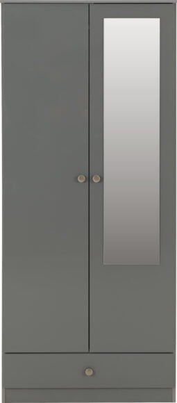 Denver 2 Door 1 Drawer Mirrored Wardrobe