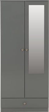 Denver 2 Door 1 Drawer Mirrored Wardrobe