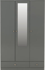 Denver 3 Door 2 Drawer Mirrored Triple Wardrobe