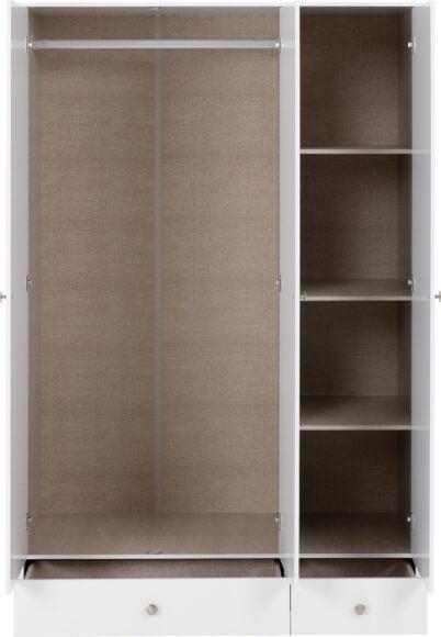 Denver 3 Door 2 Drawer Mirrored Triple Wardrobe