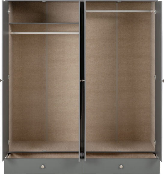 Denver 4 Door 2 Drawer Mirrored Wardrobe