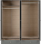 Denver 4 Door 2 Drawer Mirrored Wardrobe