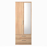 Devon Mirrored 2 Drawer 2 Door Double Wardrobe