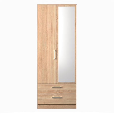 Devon Mirrored 2 Drawer 2 Door Double Wardrobe