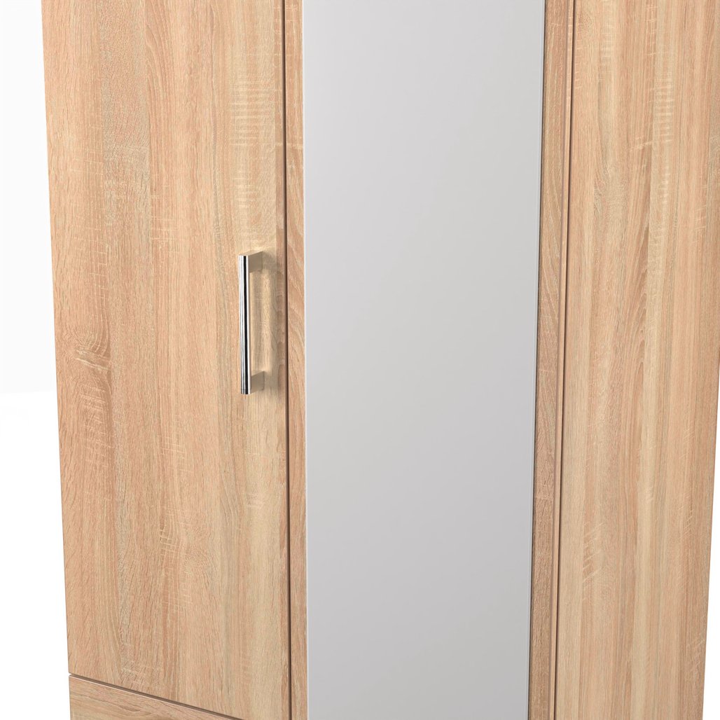 Devon Mirrored 2 Drawer 2 Door Double Wardrobe
