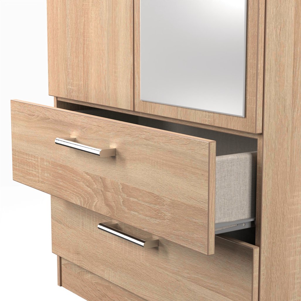 Devon Mirrored 2 Drawer 2 Door Double Wardrobe
