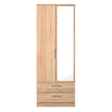 Devon Tall Mirrored 2 Door 2 Drawer Double Wardrobe