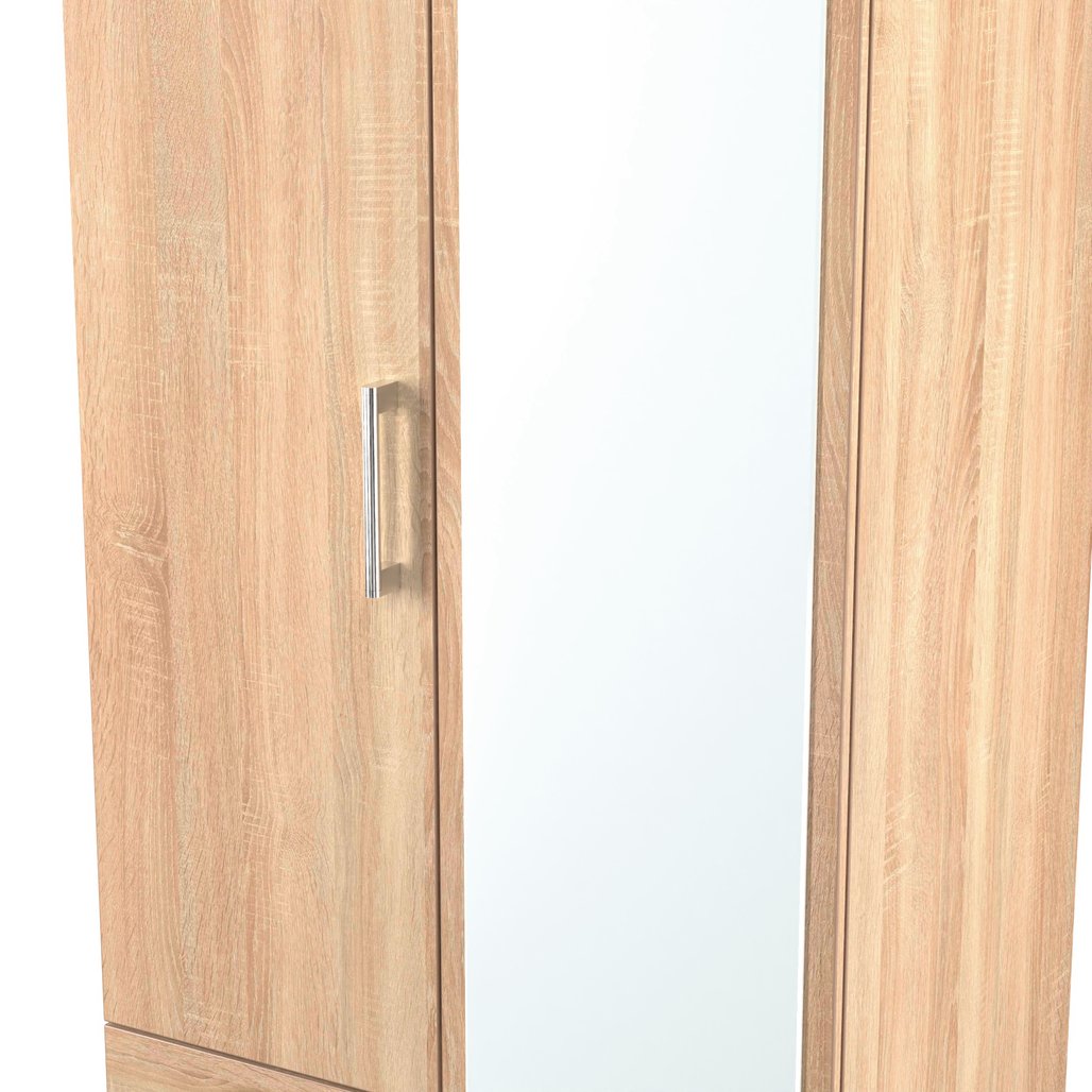 Devon Tall Mirrored 2 Door 2 Drawer Double Wardrobe