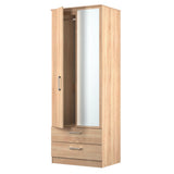Devon Tall Mirrored 2 Door 2 Drawer Double Wardrobe