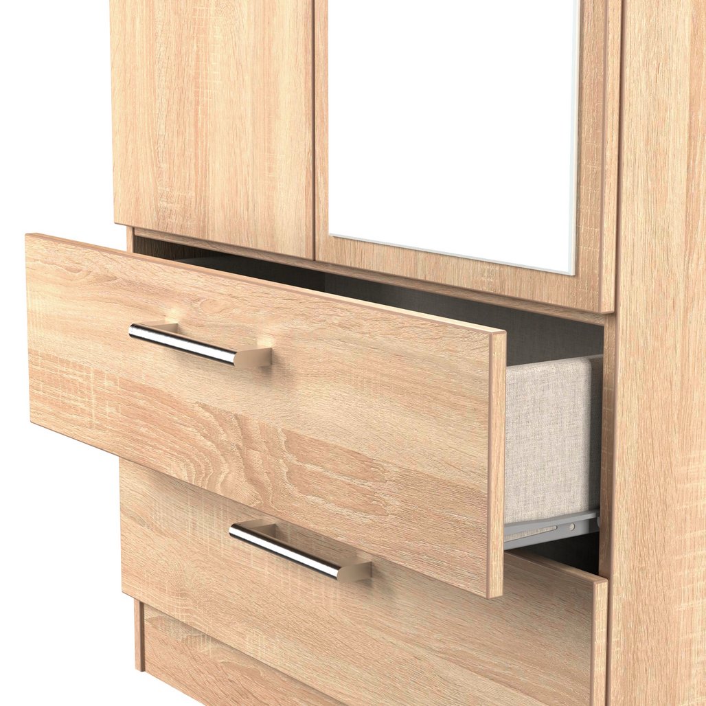 Devon Tall Mirrored 2 Door 2 Drawer Double Wardrobe