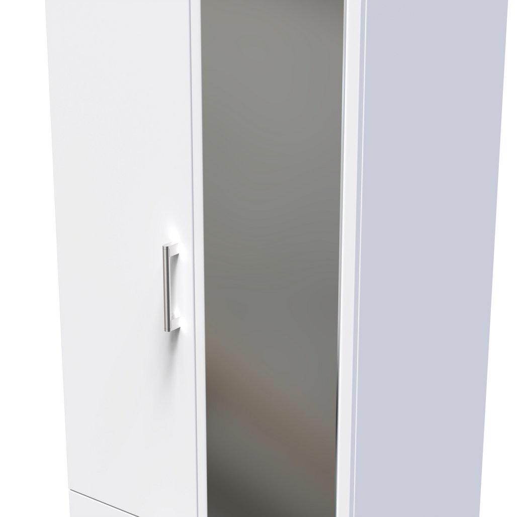 Devon Tall Mirrored 2 Door 2 Drawer Double Wardrobe