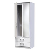 Devon Tall Mirrored 2 Door 2 Drawer Double Wardrobe
