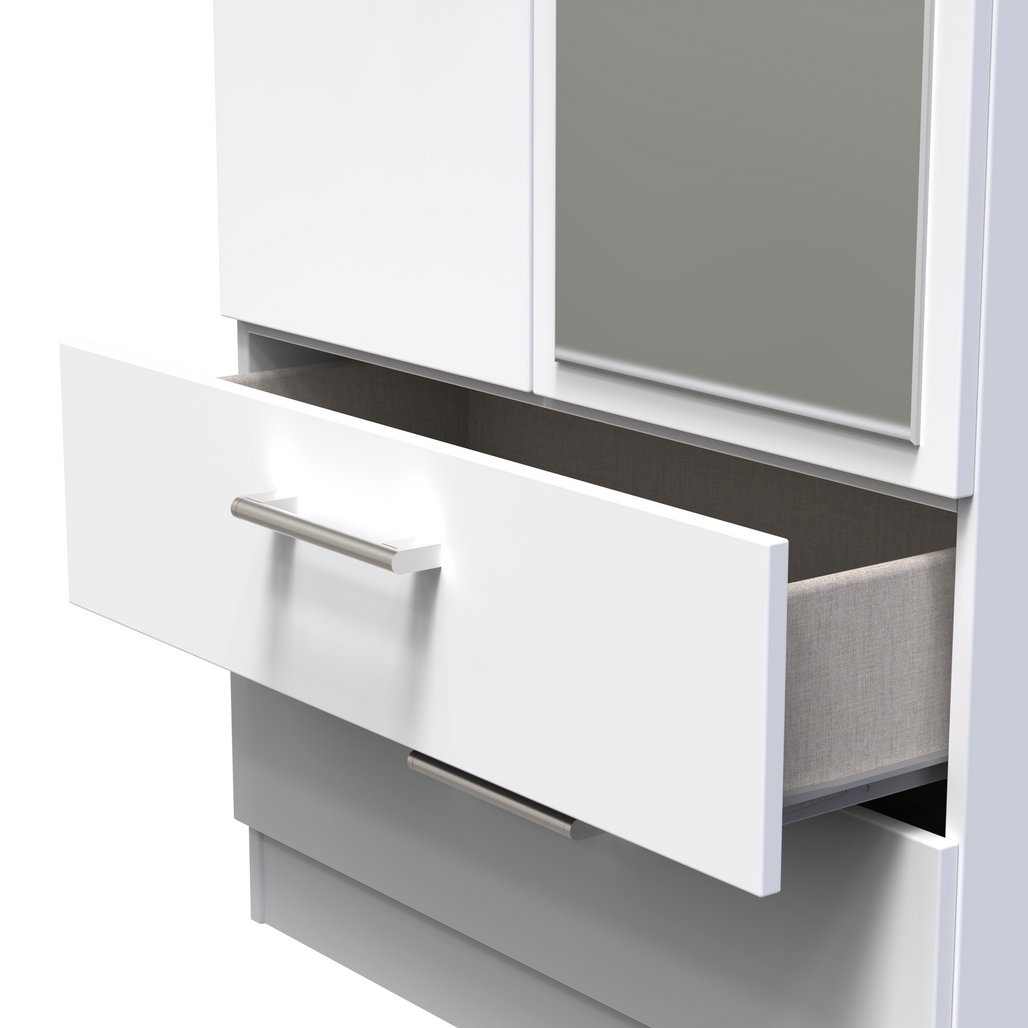 Devon Tall Mirrored 2 Door 2 Drawer Double Wardrobe