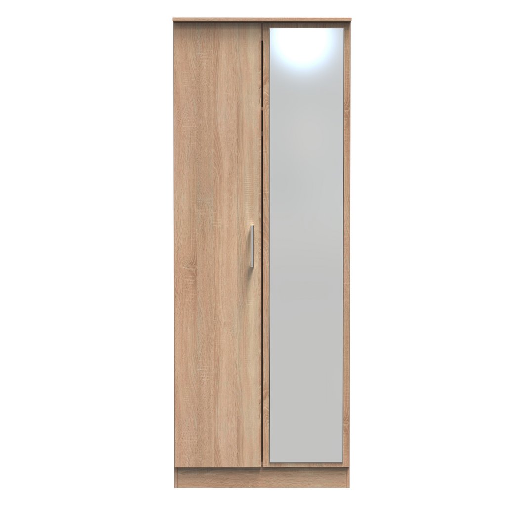 Devon Tall Mirrored 2 Door Double Wardrobe
