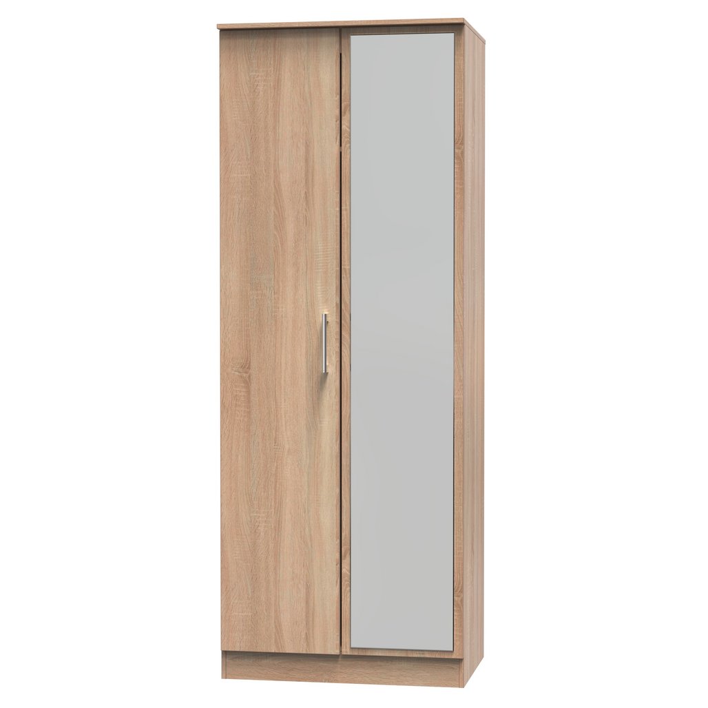 Devon Tall Mirrored 2 Door Double Wardrobe