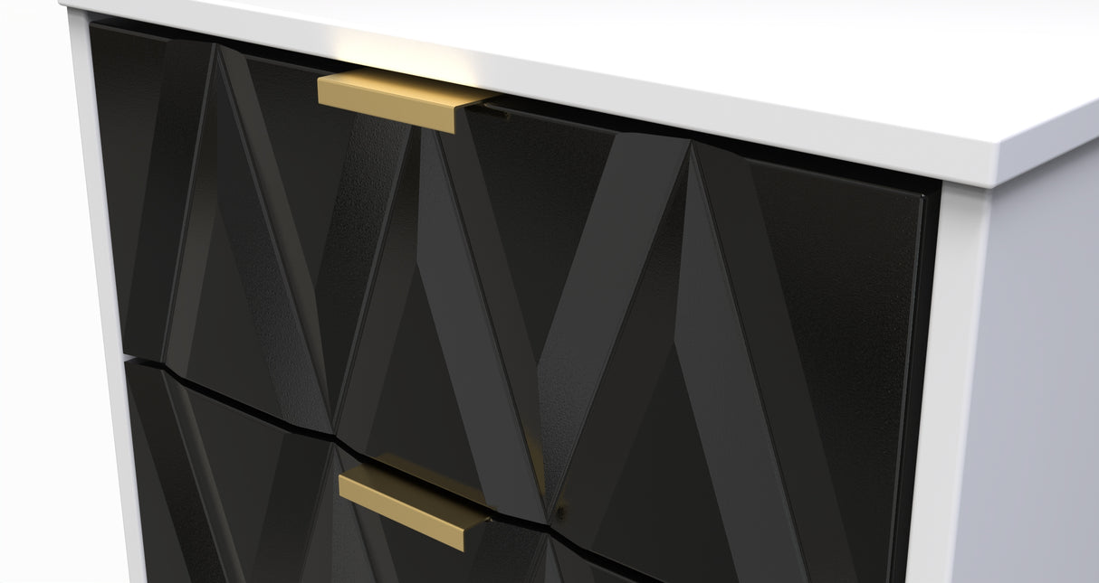 Diamond 5 Drawer Bedside Cabinet with Gold Hairpin Legs