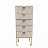 Diamond 5 Drawer Bedside Cabinet with Gold Hairpin Legs