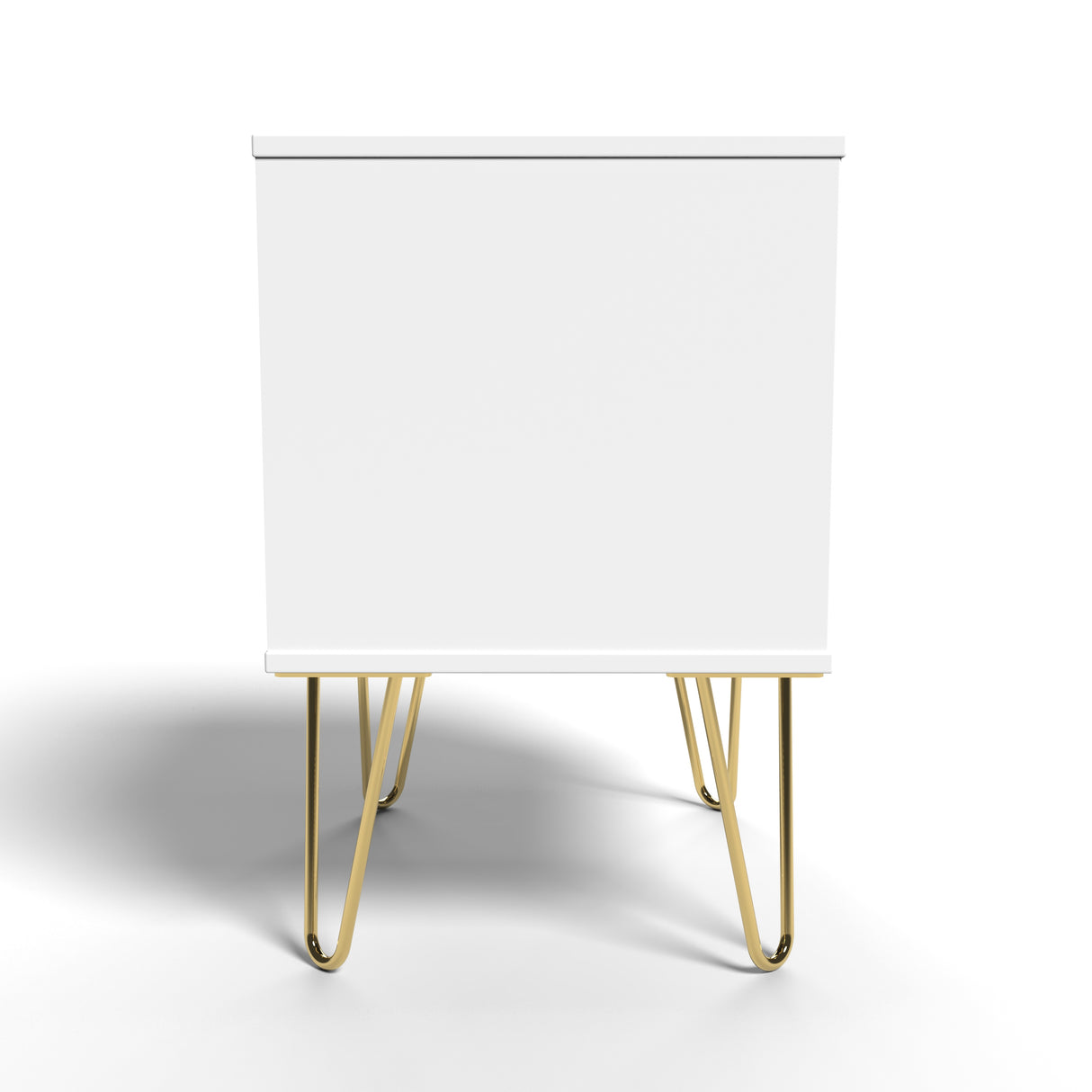 Diamond Duck White 2 Drawer Bedside Cabinet with Hairpin Legs and Integrated Wireless Charging