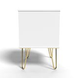 Diamond Duck White 2 Drawer Bedside Cabinet with Hairpin Legs and Integrated Wireless Charging