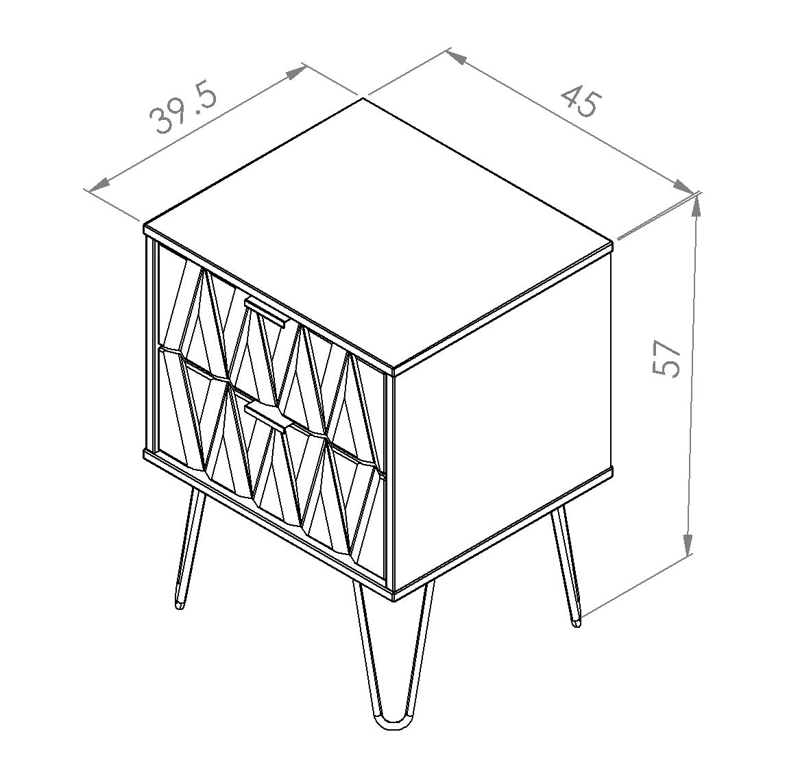 Diamond 2 Drawer Bedside Cabinet with Wireless Charging