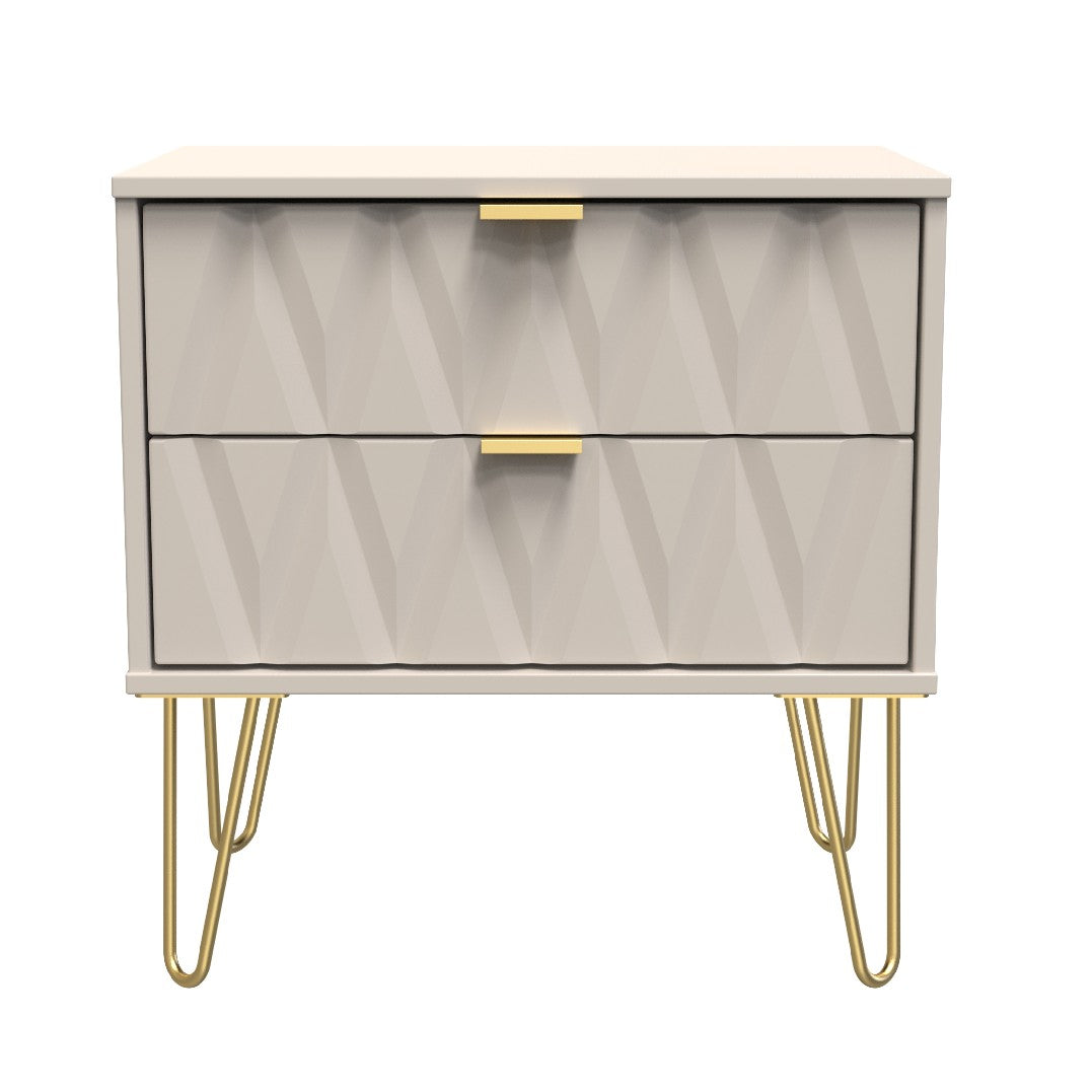 Diamond 2 Drawer Midi Chest with Gold Hairpin Legs