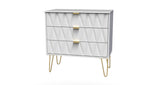 Diamond 3 Drawer Chest with Gold Hairpin Legs