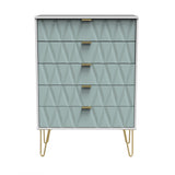 Diamond 5 Drawer Chest with Gold Hairpin Legs