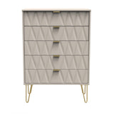 Diamond 5 Drawer Chest with Gold Hairpin Legs