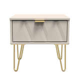 Diamond 1 Drawer Bedside Cabinet with Gold Hairpin Legs