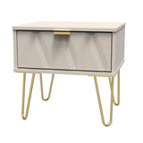 Diamond 1 Drawer Bedside Cabinet with Gold Hairpin Legs