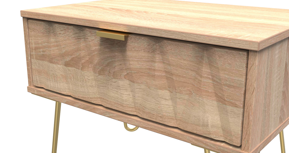 Diamond 1 Drawer Midi Chest with Gold Hairpin Legs