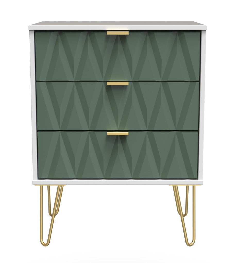 Diamond 3 Drawer Midi Chest with Gold Hairpin Legs