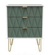 Diamond 3 Drawer Midi Chest with Gold Hairpin Legs