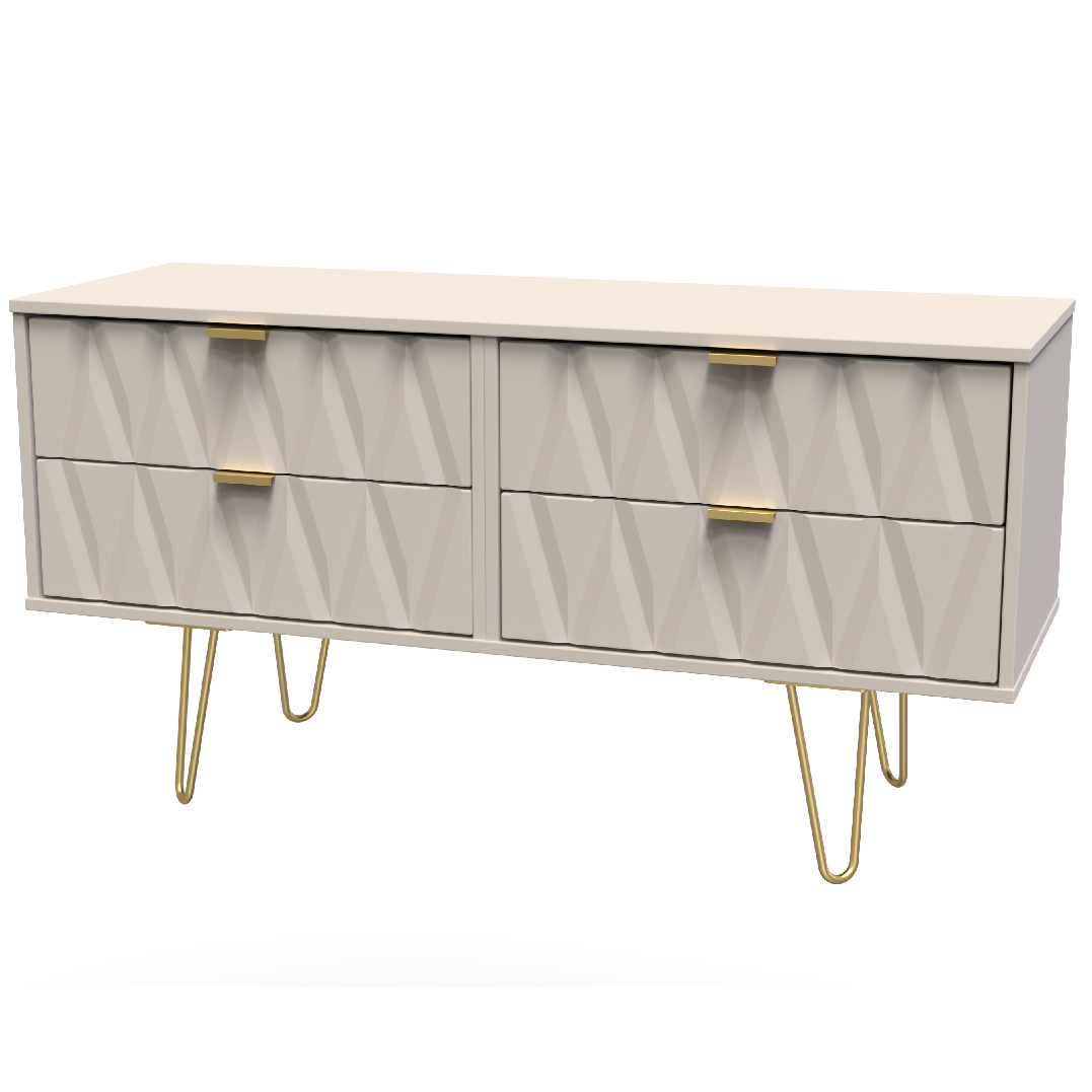 Diamond 4 Drawer Bed Box with Gold Hairpin Legs