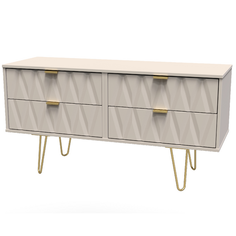 Diamond 4 Drawer Bed Box with Gold Hairpin Legs