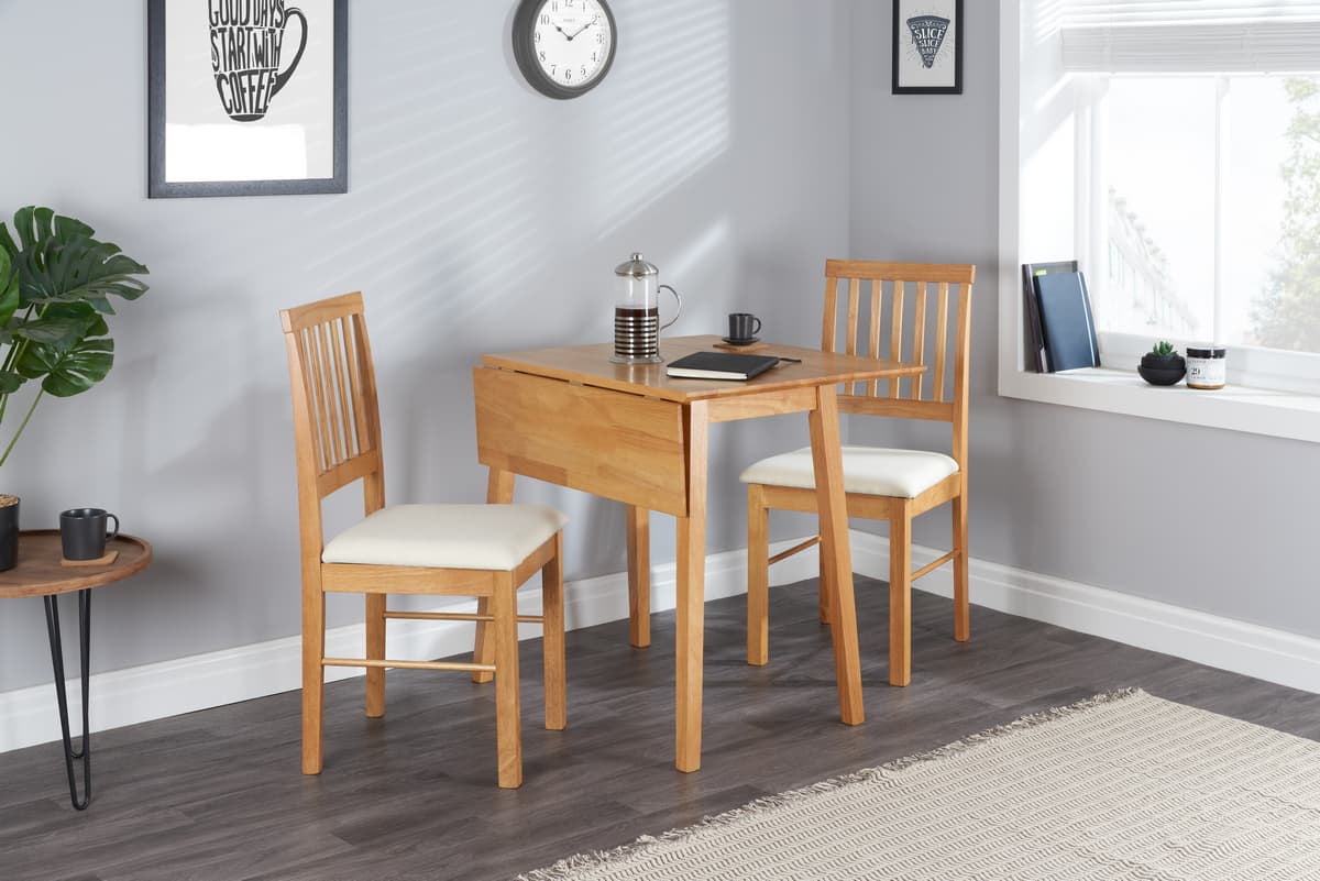 Butterfly Drop Leaf Folding Space Saving Dining Table Set in Oak Effect