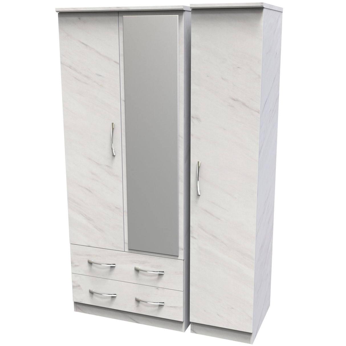 Avon Mirrored 2 Drawer 3 Door Triple Wardrobe