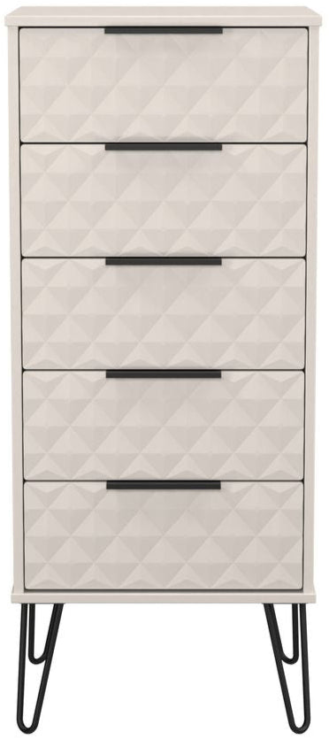 Harlequin 5 Drawer Bedside Table with Black Hairpin Legs