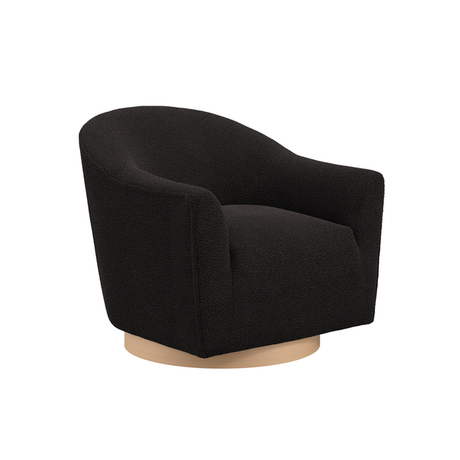 Daphne Black Teddy Bouclé Fabric Swivel Chair