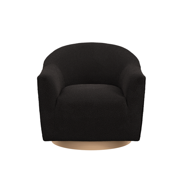 Daphne Black Teddy Bouclé Fabric Swivel Chair