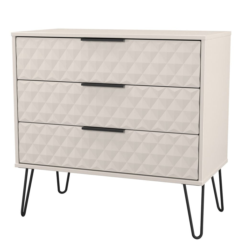 Harlequin 3 Drawer Chest with Black Hairpin Legs