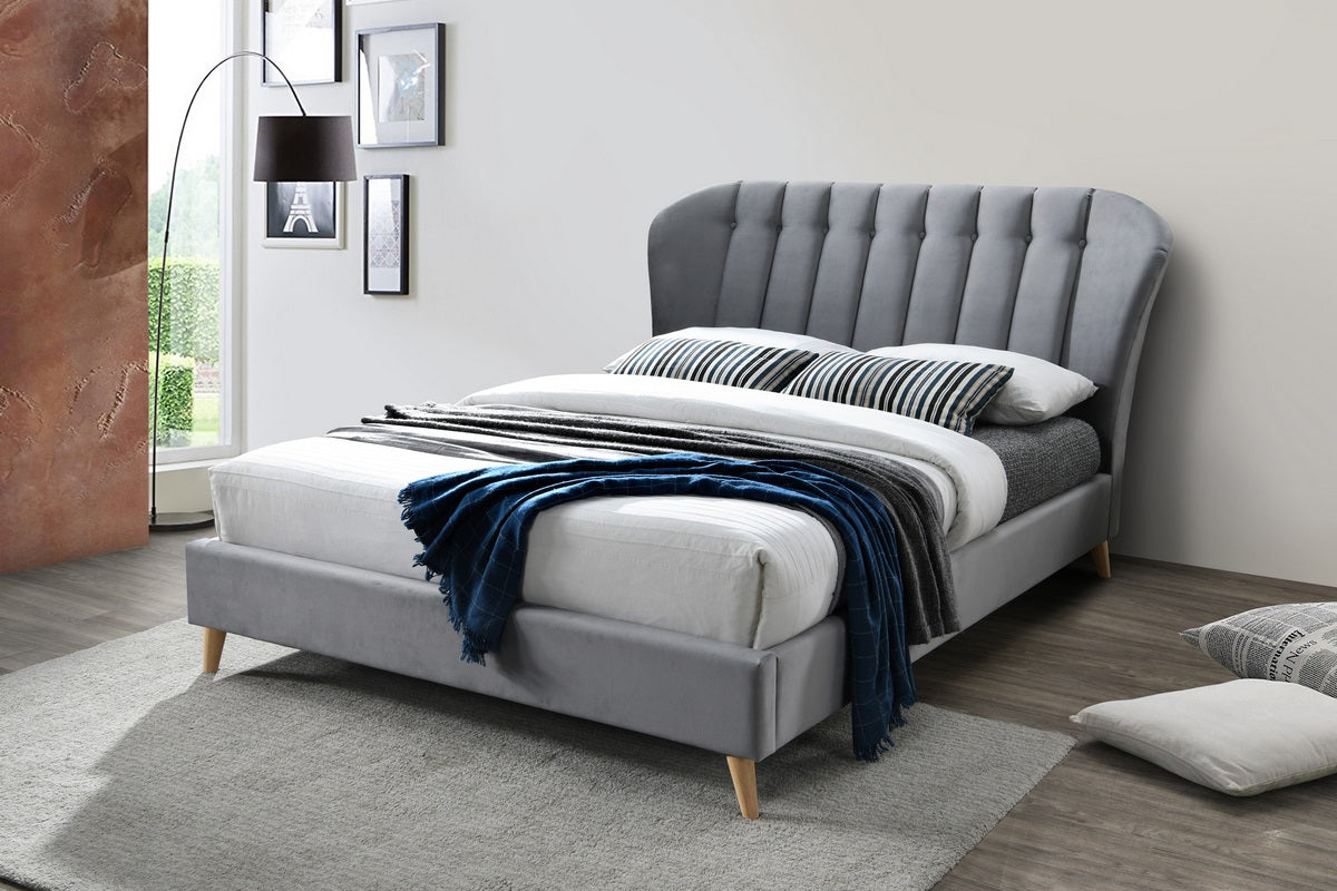 Elm Grey Velvet Bed